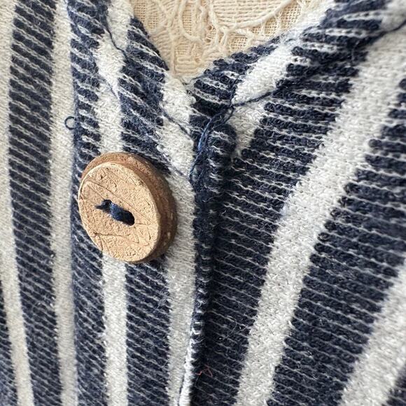 Caution to the Wind Stripe Button Front Dress Navy Nautical Beachy White Large - Picture 3 of 7